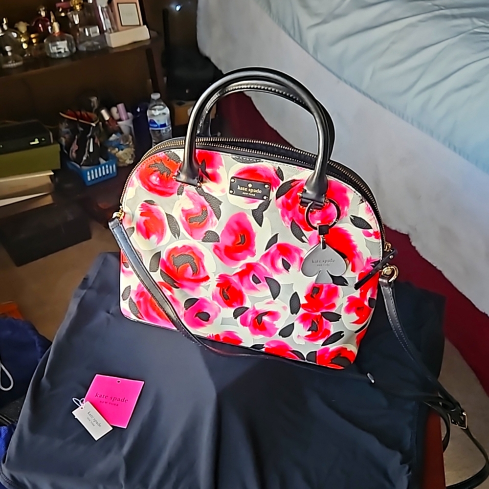Kate Spade Grove Street Carli Rosebud Floral Satchel Purse Handbag Shoulder Bag